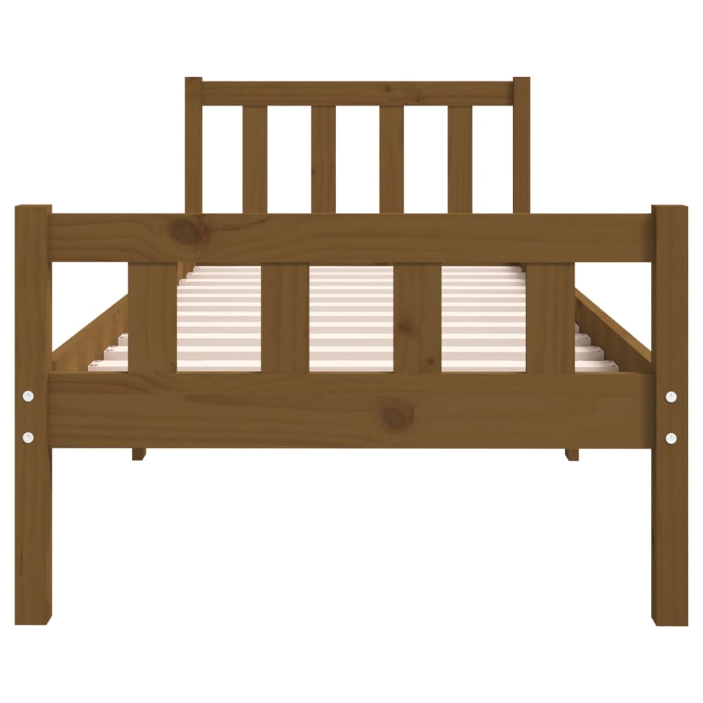 Cadru de pat single, maro miere, 90x190 cm, lemn masiv