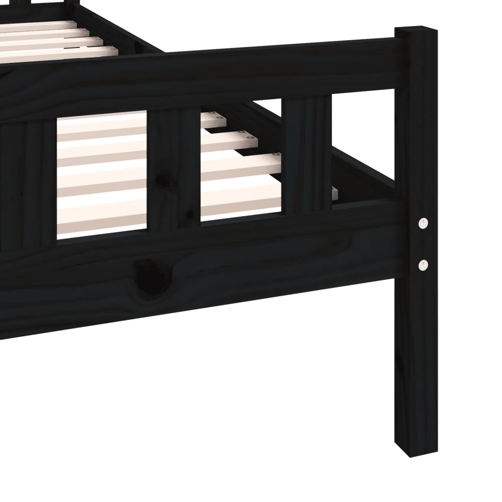 Cadru de pat single, negru, 90x190 cm, lemn masiv