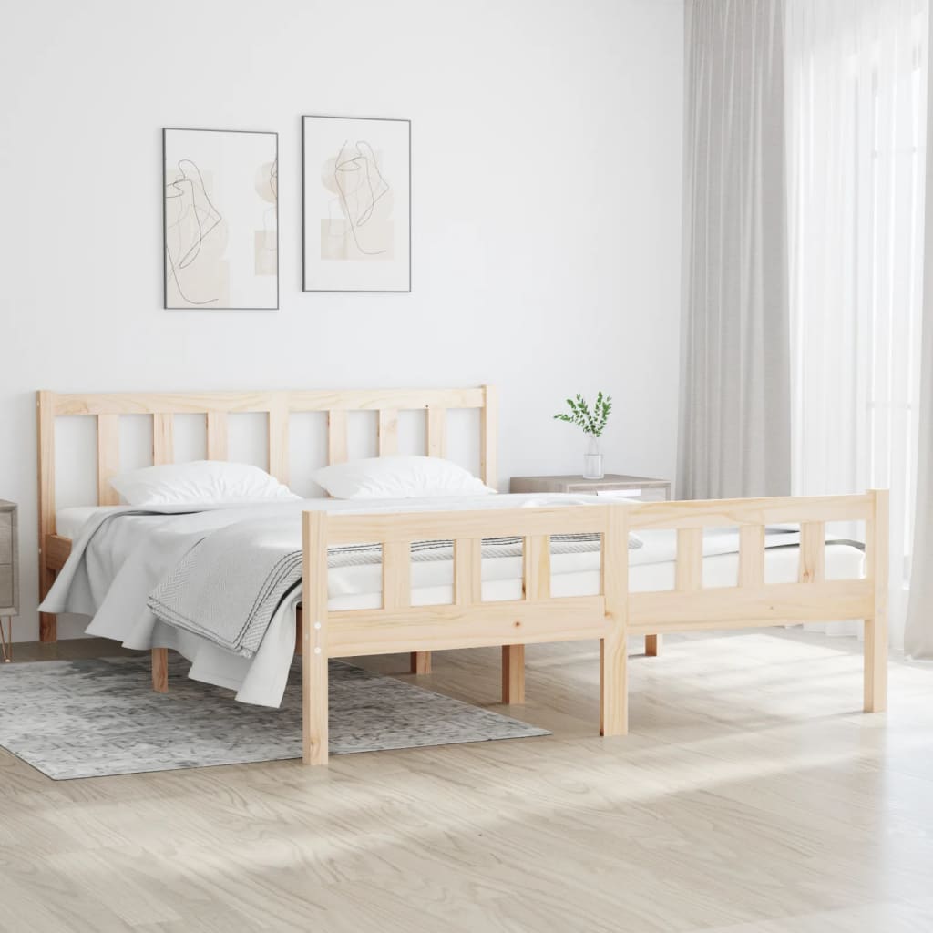  Bed Frame Home Wooden Bedroom Bedstead Platform Bed Base Solid Wood vidaXL