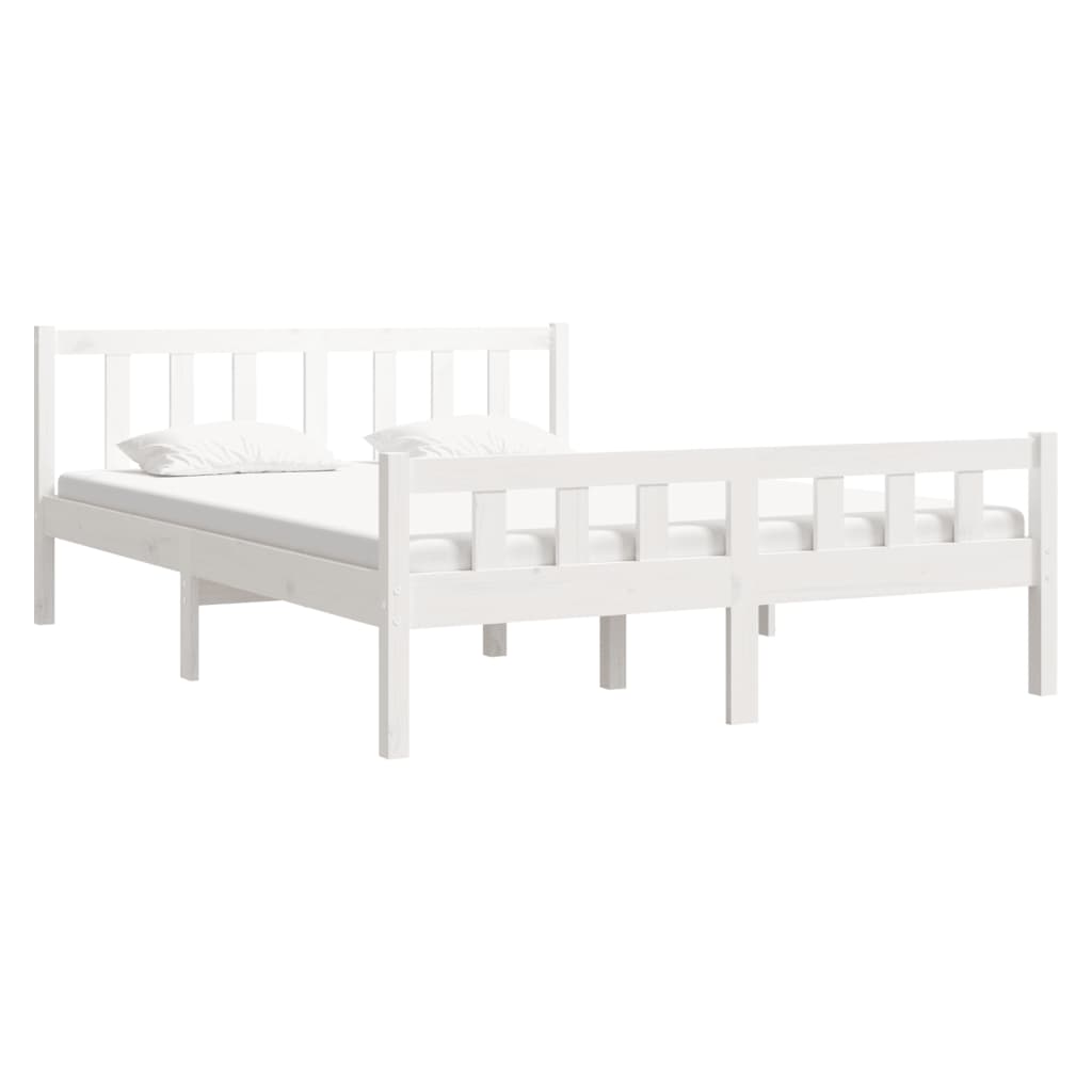 

vidaXL Bedframe massief hout wit 120x190 cm 4FT Small Double