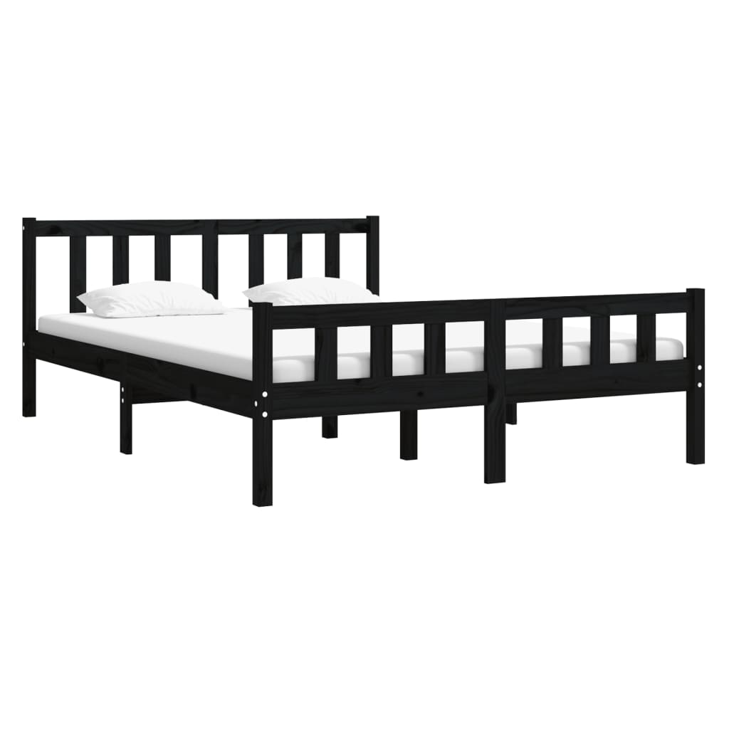 vidaXL Bedframe massief hout zwart 120x190 cm