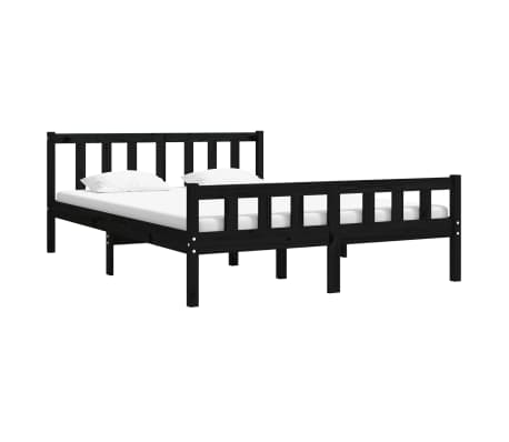 vidaXL Bed Frame Black Solid Wood 120x190 cm Small Double