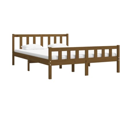 vidaXL Estructura de cama doble sin colchón madera maciza marrón miel