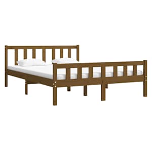 vidaXL Bed Frame without Mattress Honey Brown Solid Wood Double