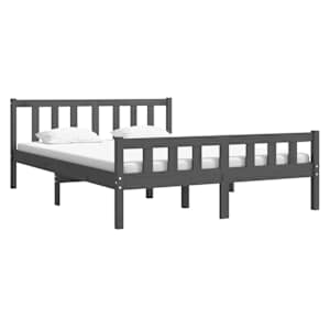vidaXL Bedframe massief hout grijs 140x190 cm