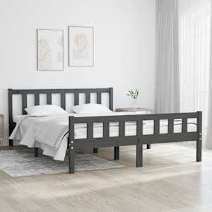 Rám postele šedý masivní dřevo 140 x 190 cm - obrázek 1