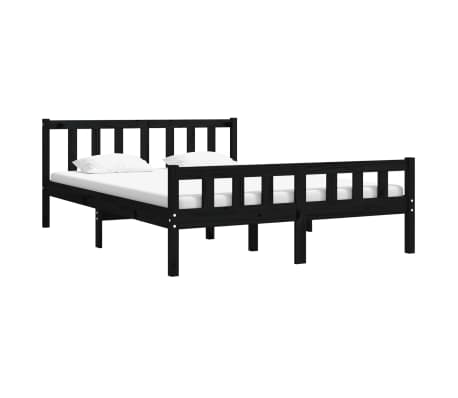 vidaXL Bed Frame without Mattress Black Solid Wood 140x190 cm