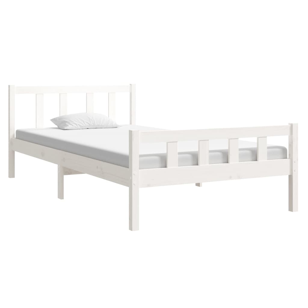 vidaXL Bedframe massief hout wit 90x200 cm