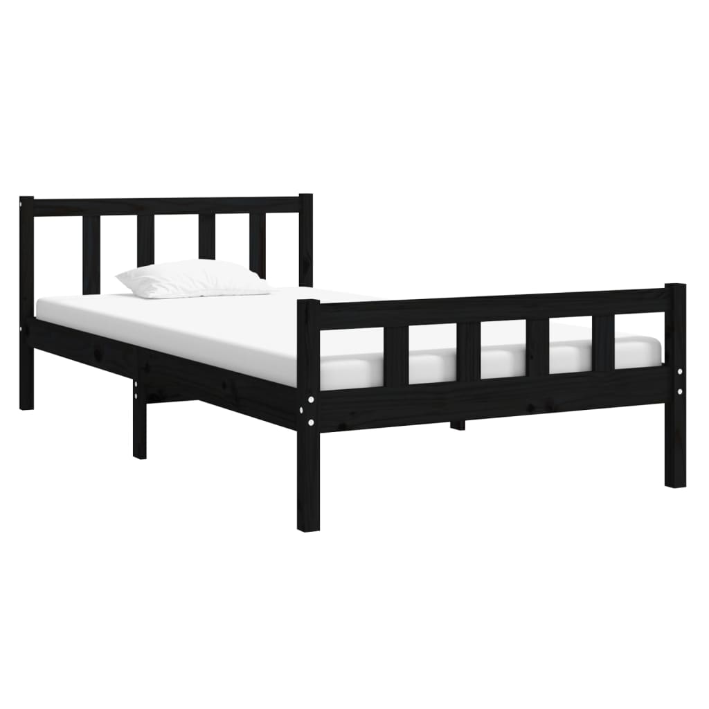 

vidaXL Bedframe massief hout zwart 90x200 cm