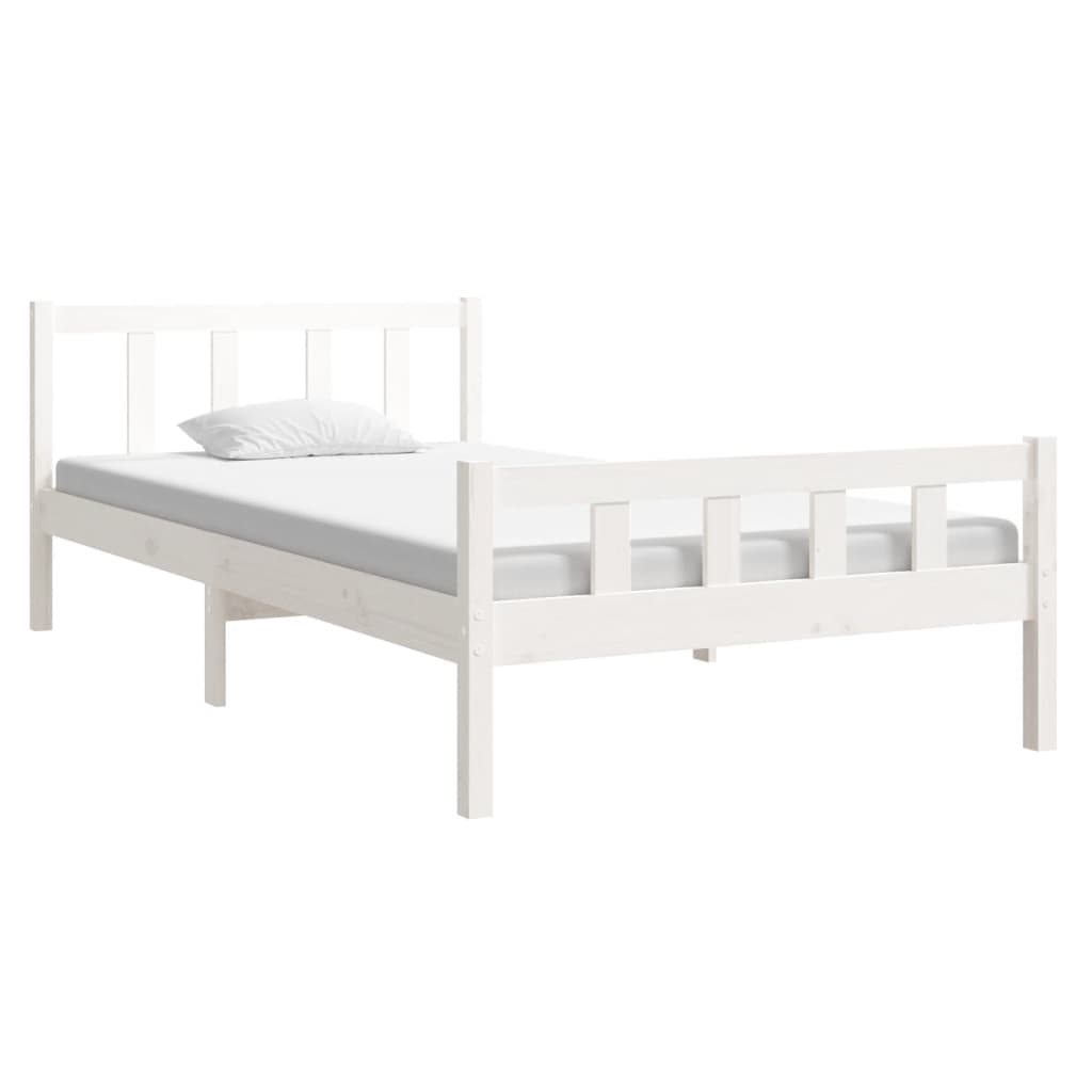 vidaXL Cadre de lit blanc bois massif 100x200 cm