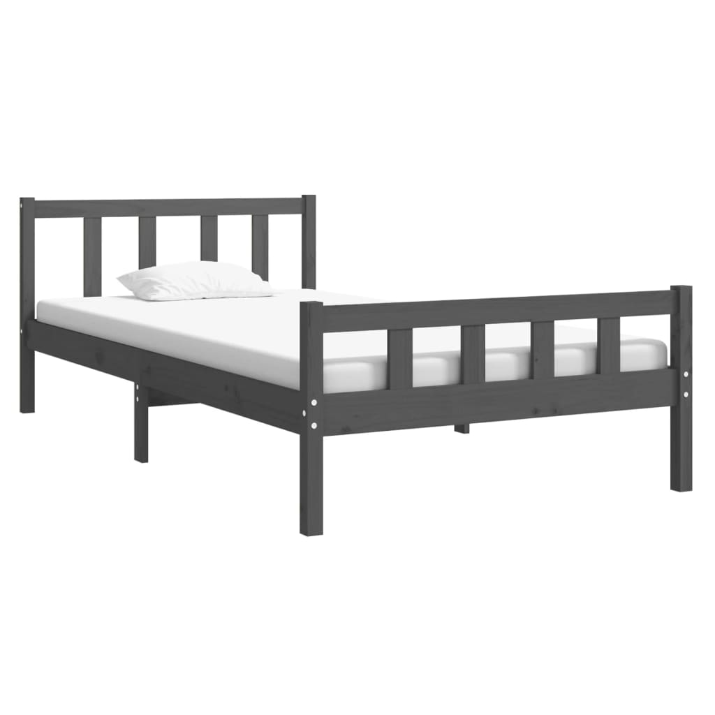 vidaXL Sängynrunko harmaa täysi puu 100x200 cm
