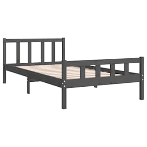 Rám postele šedý masivní dřevo 100 x 200 cm - obrázek 4