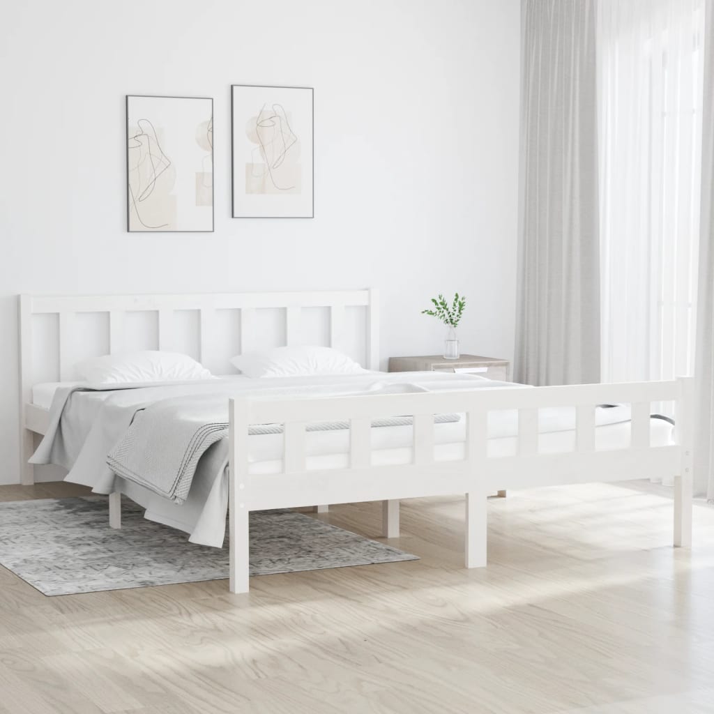 Rám postele bílý masivní dřevo 140 x 200 cm