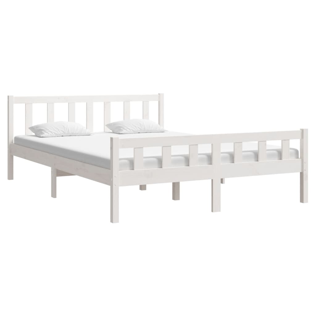 

vidaXL Bedframe massief hout wit 150x200 cm 5FT King Size