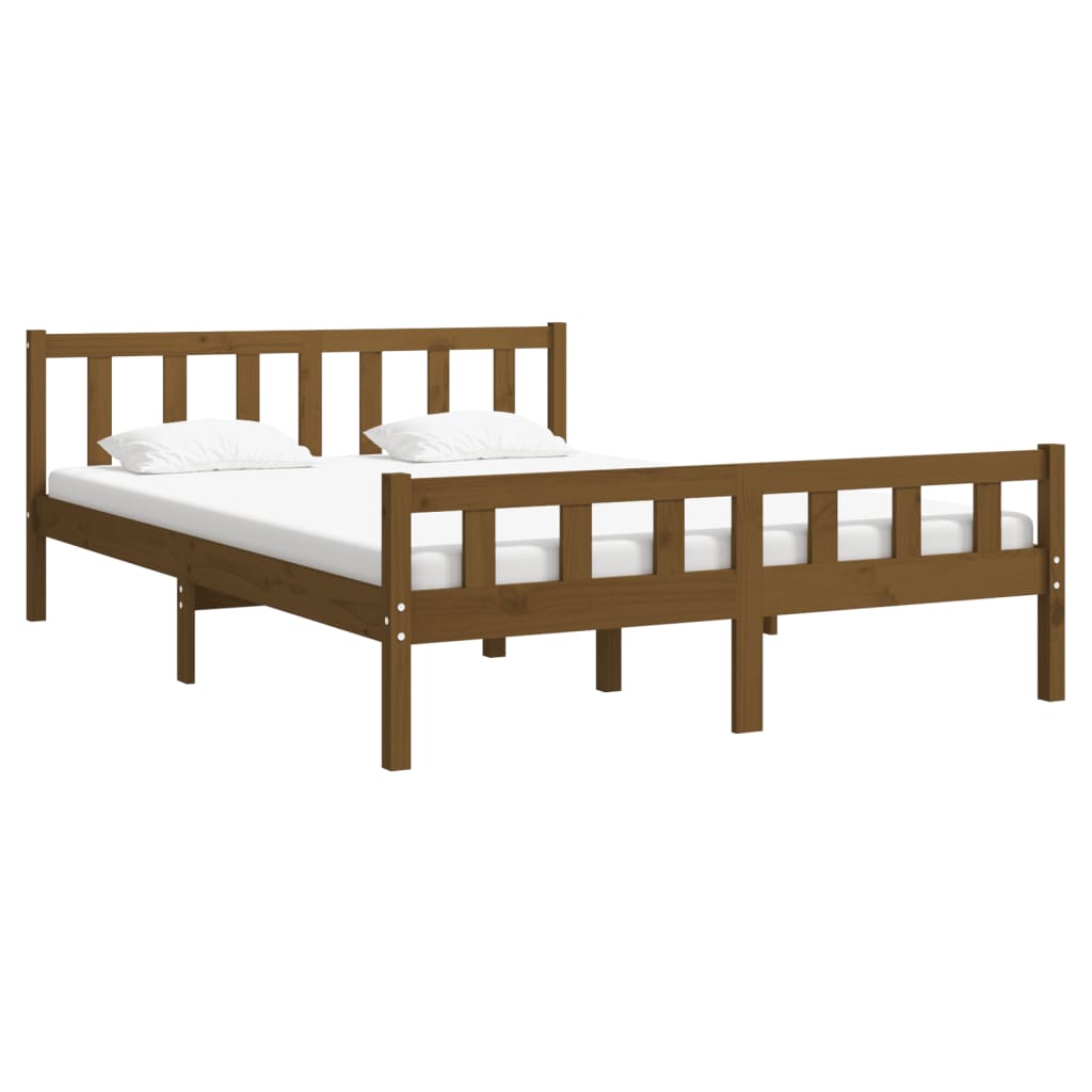 vidaXL Bedframe massief hout honingbruin 150x200 cm afbeelding