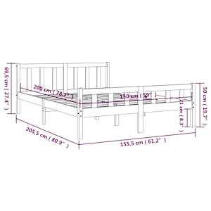 Rám postele medově hnědý masivní dřevo 150 x 200 cm King Size - obrázek 9