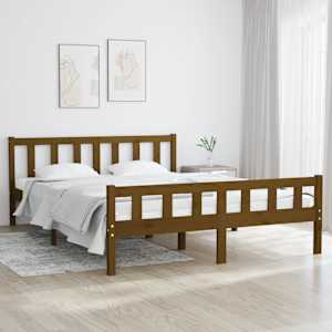 Rám postele medově hnědý masivní dřevo 150 x 200 cm King Size - obrázek 1