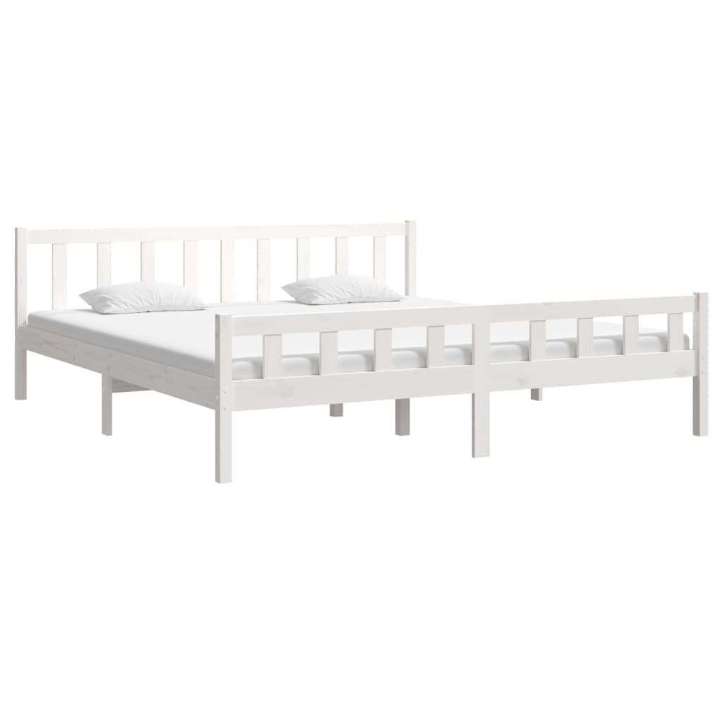 vidaXL Bedframe massief hout wit 160x200 cm afbeelding