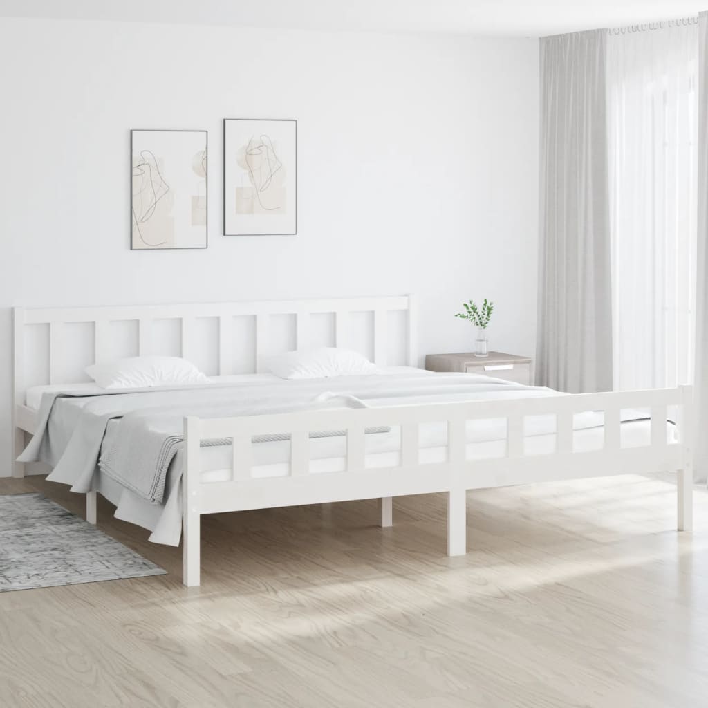 vidaXL Rama ��ka, bia�a, lite drewno, 160 x 200 cm