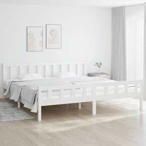 Posteljni okvir bel trden les 160x200 cm