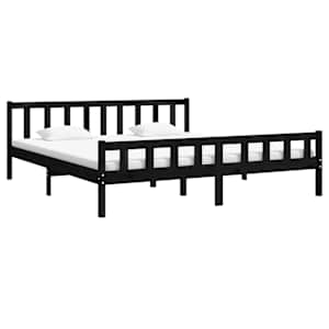 vidaXL Massivholzbett Schwarz 160x200 cm