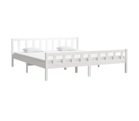 vidaXL Cadru de pat Super King, alb, 180x200 cm, lemn masiv