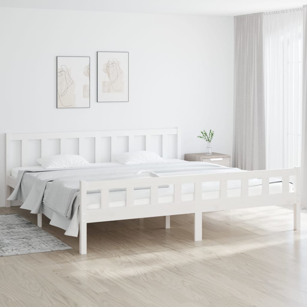 vidaXL Cadre de lit blanc bois massif 180x200 cm super king