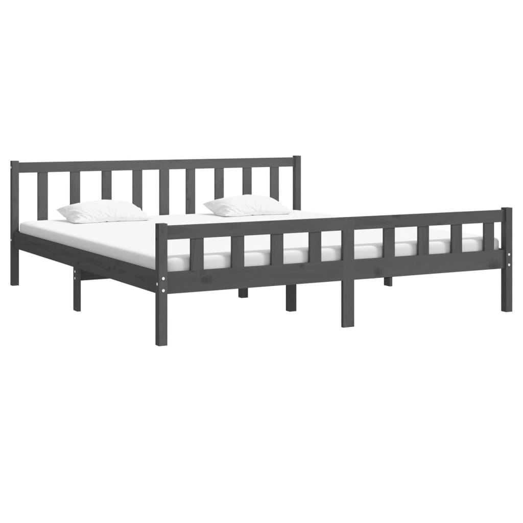 vidaXL Bedframe massief hout grijs 180x200 cm afbeelding