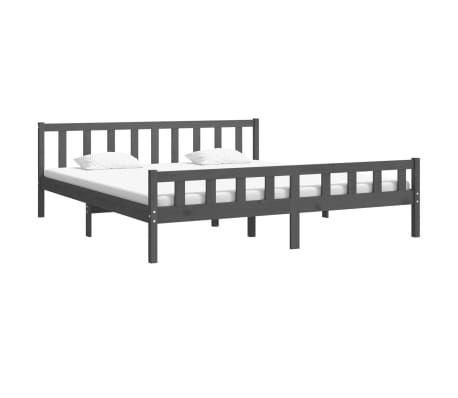 vidaXL Bedframe massief hout grijs 180x200 cm