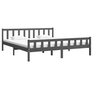 vidaXL Bedframe massief hout grijs 180x200 cm