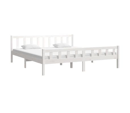 vidaXL Lovos rėmas, baltos spalvos, 200x200cm, medienos masyvas