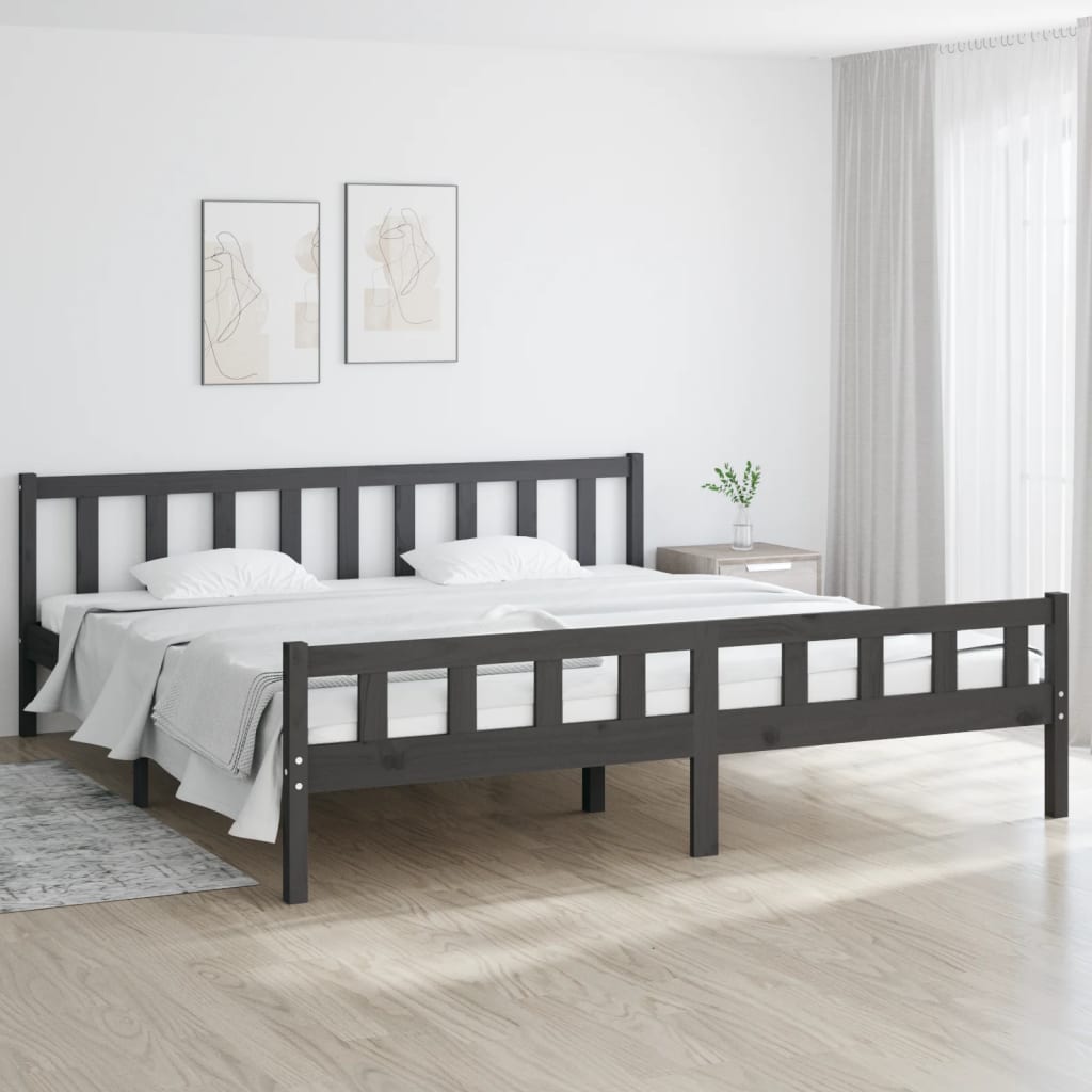 Rám postele šedý masivní dřevo 200 x 200 cm