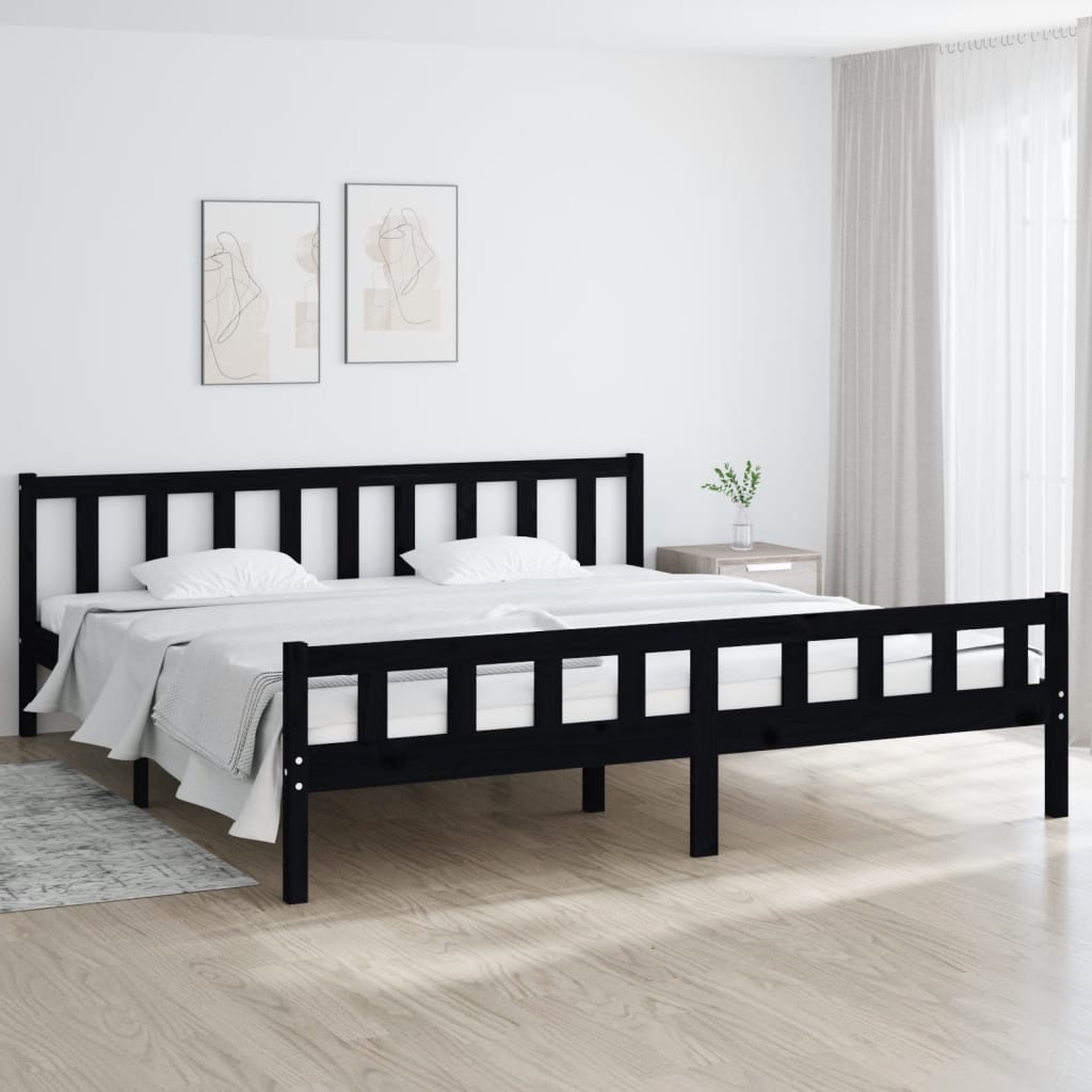 Rám postele černý masivní dřevo 200 x 200 cm