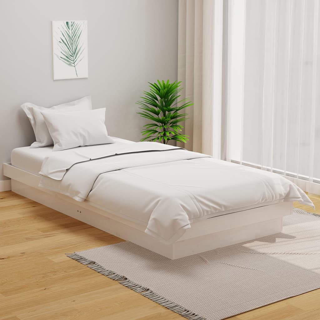 vidaXL Rama ka, biaa, lite drewno, 90 x 200 cm