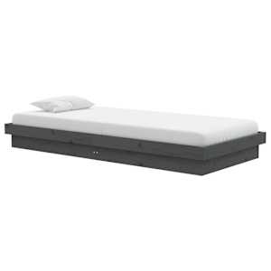 vidaXL Lovos rėmas, pilkos spalvos, 90x200cm, medienos masyvas