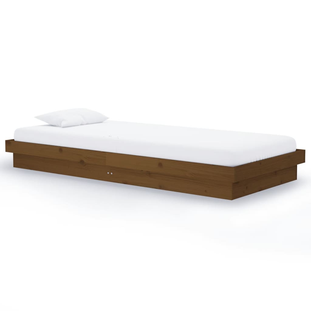 vidaXL Cadre de lit Marron miel Bois massif 90x200 cm