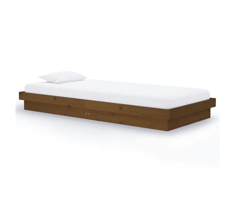vidaXL Estructura de cama madera maciza marrón miel 90x200 cm