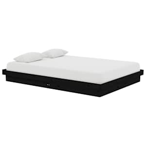 vidaXL Lovos rėmas, juodos spalvos, 140x200cm, medienos masyvas