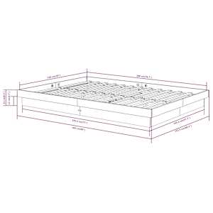 Rám postele bílý masivní dřevo 150 x 200 cm King Size - obrázek 10