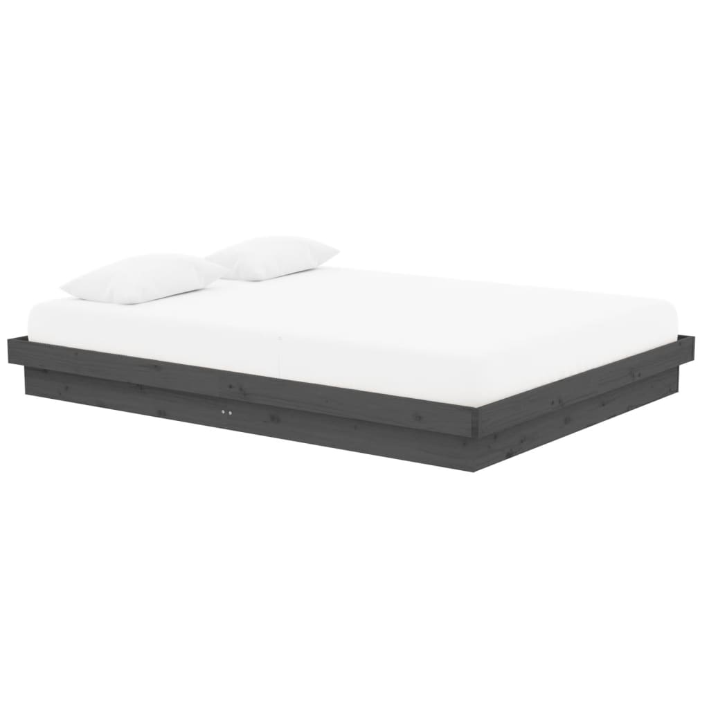 vidaXL Bedframe massief hout grijs 150x200 cm afbeelding