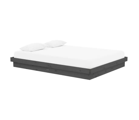 vidaXL Rúmgrind án Dýnu Grátt Gegnheil Viður King Size