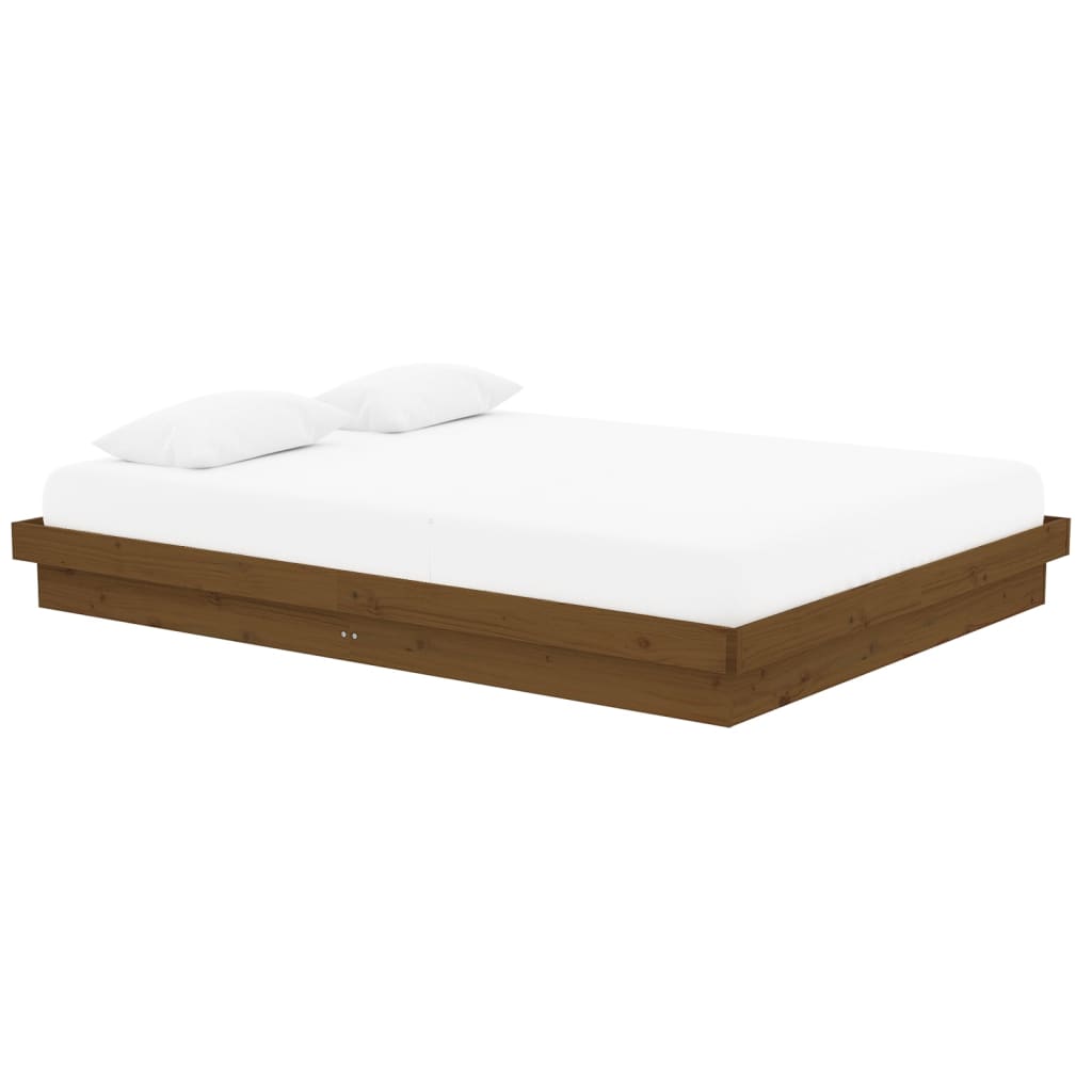 vidaXL Cadre de lit Marron miel Bois massif 150x200 cm Grand