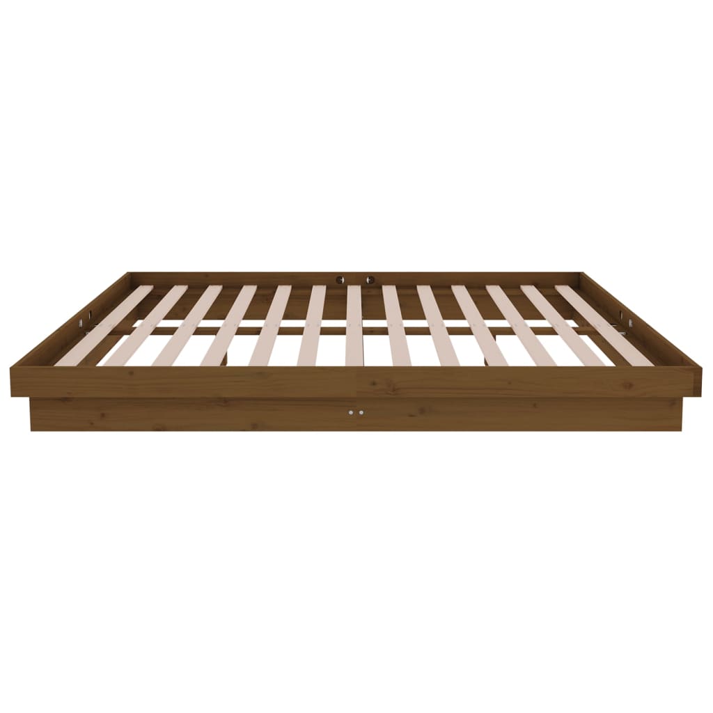 mézbarna tömör fa ágykeret 150 x 200 cm (5FT King)