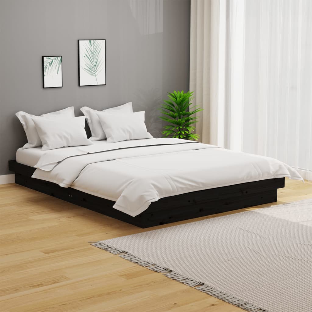 vidaXL Cadru de pat King Size, negru, 150x200 cm, lemn masiv