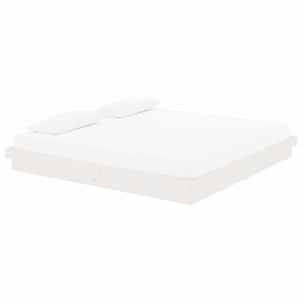 vidaXL Bedframe massief hout wit 200x200 cm afbeelding