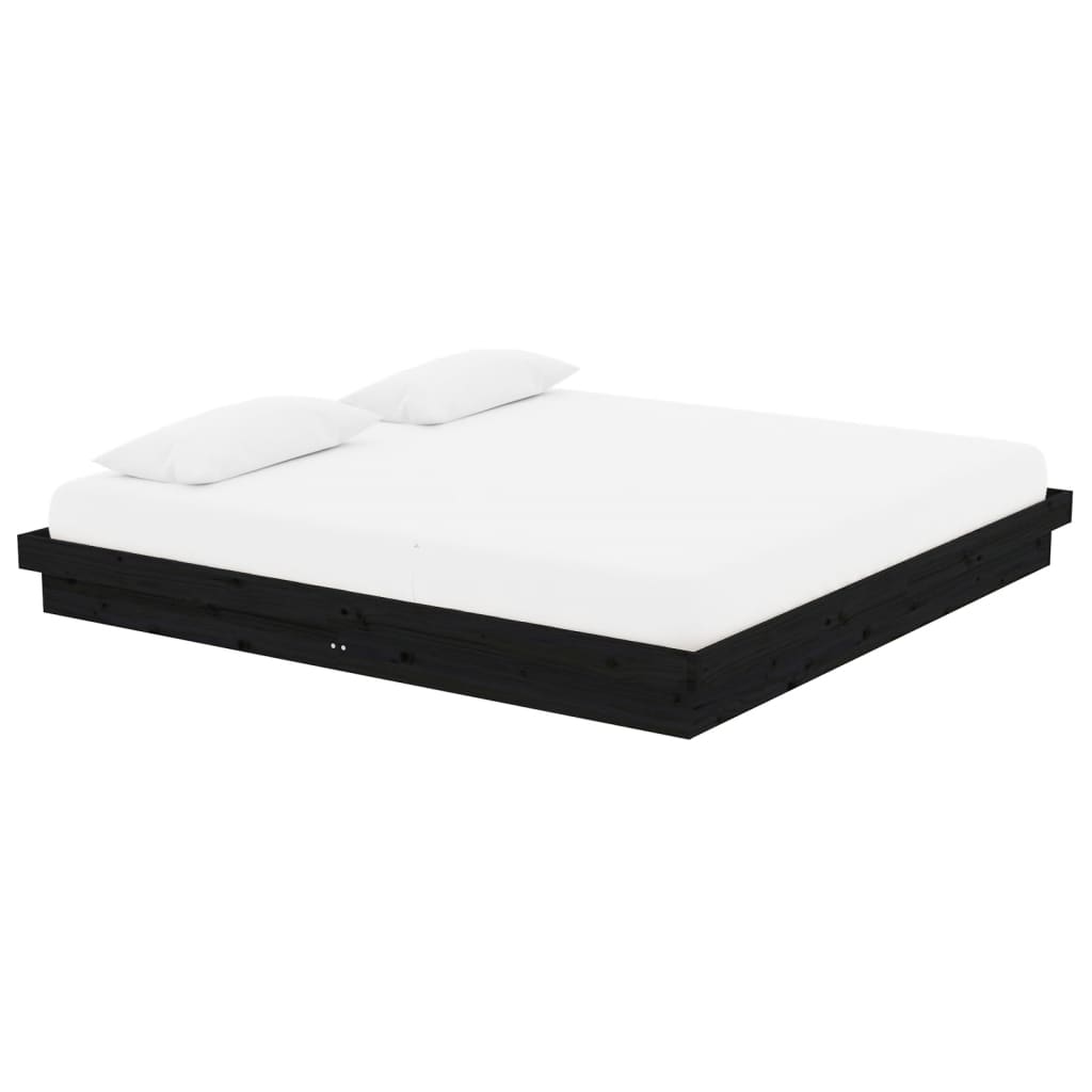 vidaXL Bedframe massief hout zwart 200x200 cm afbeelding