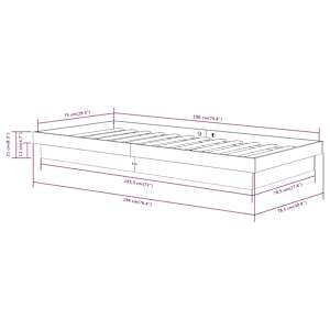 Rám postele bílý masivní dřevo 75 x 190 cm malé jednolůžko - obrázek 10