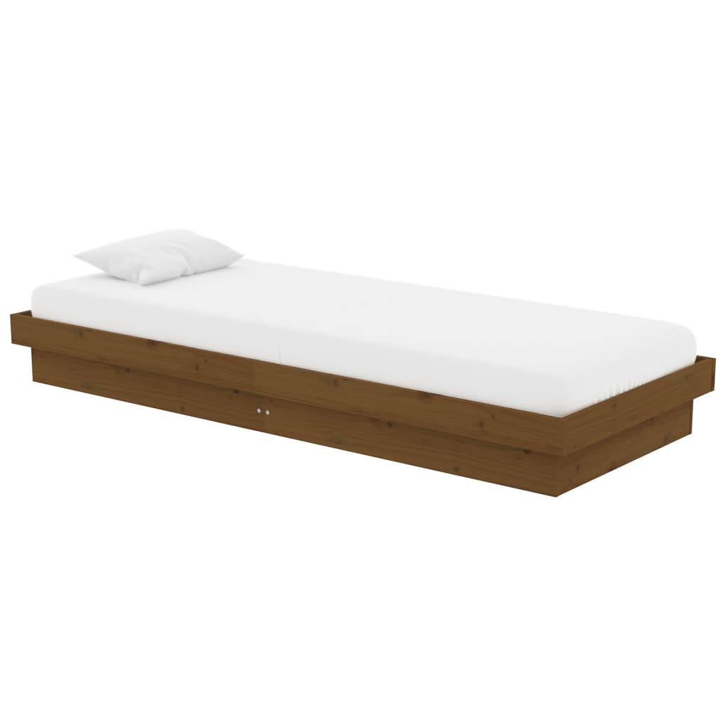 vidaXL Bedframe massief hout honingbruin 75x190 cm afbeelding