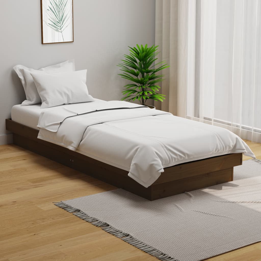 Rám postele medově hnědý masivní dřevo 75 x 190 cm Small Single