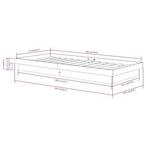 Rám postele černý masivní dřevo 75 x 190 cm malé jednolůžko - obrázek 10